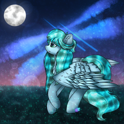 Size: 1024x1024 | Tagged: safe, artist:northlights8, oc, oc only, species:pegasus, species:pony, female, full moon, mare, moon, night, solo