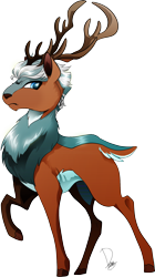 Size: 1234x2201 | Tagged: safe, artist:dormin-dim, oc, oc only, species:deer, species:pony, antlers, barely pony related, commission, male, non-pony oc, raised hoof, simple background, solo, transparent background