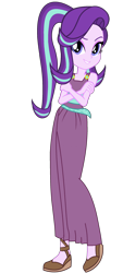 Size: 1280x2829 | Tagged: safe, artist:imperfectxiii, artist:sunsetshimmer333, edit, character:starlight glimmer, my little pony:equestria girls, clothing, cosplay, costume, crossover, disney, female, hercules, megara, simple background, sleeveless, smiling, solo, transparent background, vector, vector edit