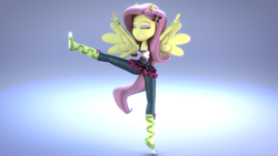 Size: 3840x2160 | Tagged: safe, artist:efk-san, character:fluttershy, equestria girls:dance magic, g4, my little pony: equestria girls, my little pony:equestria girls, spoiler:eqg specials, 3d, ballet, ballet slippers, clothing, eyes closed, female, high res, ponied up, skirt, solo
