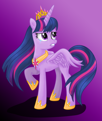 Size: 2432x2890 | Tagged: safe, artist:deannaphantom13, character:twilight sparkle, character:twilight sparkle (alicorn), species:alicorn, species:pony, crown, crying, female, immortality blues, jewelry, looking back, mare, regalia, solo