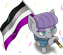 Size: 1412x1229 | Tagged: safe, artist:underwoodart, character:maud pie, species:earth pony, species:pony, asexual, asexual pride flag, female, mare, no pupils, pride, pride flag, simple background, solo, white background