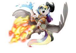 Size: 3507x2480 | Tagged: safe, artist:dormin-dim, oc, oc only, species:pony, fire, hose, simple background, solo, transparent background