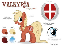 Size: 5541x4055 | Tagged: safe, artist:littlehybridshila, oc, oc:valkyria, species:earth pony, species:pony, nation ponies, absurd resolution, braid, braided tail, denmark, ponified, raised hoof, reference sheet, simple background, transparent background, vector