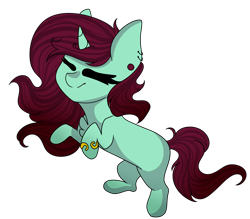 Size: 4046x3537 | Tagged: safe, artist:crazllana, oc, oc only, oc:mia, species:pony, species:unicorn, chibi, eyes closed, female, high res, mare, simple background, solo, transparent background