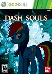 Size: 765x1079 | Tagged: safe, artist:nickyv917, character:discord, character:nightmare moon, character:princess luna, character:rainbow dash, character:trixie, crossover, dark souls, game cover, ponified, video game, xbox 360