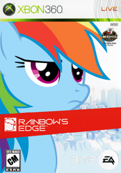 Size: 704x1000 | Tagged: safe, artist:nickyv917, character:rainbow dash, box art, crossover, game cover, mirror's edge, ponified, video game, xbox 360
