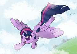 Size: 3394x2376 | Tagged: safe, artist:underwoodart, character:twilight sparkle, character:twilight sparkle (alicorn), species:alicorn, species:pony, cloud, female, flying, high res, solo