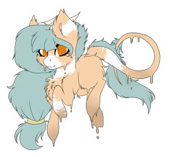 Size: 3441x3121 | Tagged: safe, artist:crazllana, oc, oc only, oc:forest keeper, species:earth pony, species:pony, female, high res, horns, melting, simple background, solo, transparent background