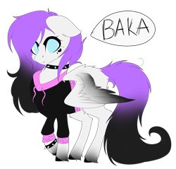 Size: 4538x4334 | Tagged: safe, artist:crazllana, oc, oc only, oc:lunar, species:pegasus, species:pony, absurd resolution, baka, bracelet, clothing, female, hoodie, jewelry, mare, simple background, solo, spiked wristband, transparent background, wristband