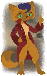 Size: 771x1244 | Tagged: safe, artist:underwoodart, character:capper dapperpaws, species:abyssinian, species:anthro, species:digitigrade anthro, my little pony: the movie (2017), cat, clothing, coat, male, solo, vest