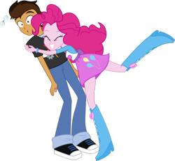 Size: 931x859 | Tagged: safe, artist:imperfectxiii, character:pinkie pie, oc, oc:copper plume, self insert, my little pony:equestria girls, canon x oc, copperpie, hug