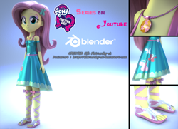 Size: 2658x1920 | Tagged: safe, artist:efk-san, character:fluttershy, g4, my little pony: equestria girls, my little pony:equestria girls, 3d, clothing, feet, female, geode of fauna, jewelry, magical geodes, necklace, sandals, solo