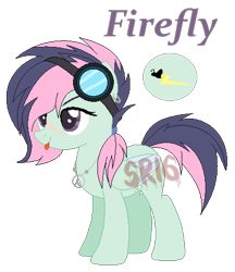Size: 396x459 | Tagged: safe, artist:superrosey16, oc, oc only, oc:firefly, parent:fluttershy, parent:soarin', parents:soarinshy, species:pegasus, species:pony, female, goggles, mare, offspring, simple background, solo, transparent background, watermark