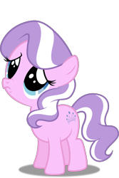 Size: 3347x5000 | Tagged: safe, artist:dashiesparkle edit, artist:hawk9mm, edit, editor:slayerbvc, character:diamond tiara, species:earth pony, species:pony, .svg available, accessory-less edit, cute, diamondbetes, female, filly, missing accessory, sad, simple background, solo, transparent background, vector, vector edit