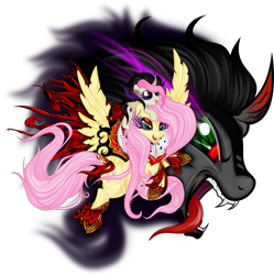 Size: 1252x1255 | Tagged: dead source, safe, artist:dimidiummorsumbra, character:fluttershy, character:king sombra, oc, oc:phantombutterfly, parent:fluttershy, parent:king sombra, parents:sombrashy, species:pony, ship:sombrashy, baby, clothing, corrupted, download at source, female, male, offspring, shipping, simple background, sombra eyes, straight, transparent background