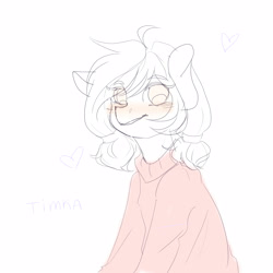 Size: 5000x5000 | Tagged: safe, artist:timkaa, oc, oc only, species:pony, absurd resolution, blushing, clothing, heart, simple background, solo, sweater, white background