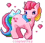 Size: 88x85 | Tagged: safe, artist:conphettey, character:parasol (g1), species:earth pony, species:pony, g1, animated, blinking, bow, female, gif, mare, pixel art, simple background, tail bow, transparent background