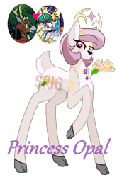 Size: 492x746 | Tagged: safe, artist:superrosey16, character:blackthorn, character:princess celestia, oc, oc:opal, parent:blackthorn, parent:princess celestia, parents:celesthorn, species:deer, celesthorn, cloven hooves, female, hybrid, interspecies offspring, male, offspring, original species, shipping, simple background, solo, straight, transparent background