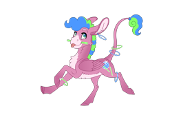 Size: 3000x2000 | Tagged: safe, artist:jackiebloom, oc, oc:disco inferno, parent:pinkie pie, species:mule, glowstick, high res, hybrid, leonine tail, male, offspring, pegamule, simple background, solo, tongue out, transparent background