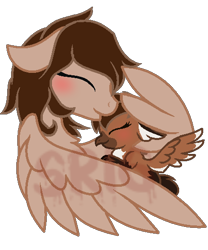 Size: 432x518 | Tagged: safe, artist:superrosey16, oc, oc only, oc:rose thorn, oc:shelly fox, species:classical hippogriff, species:hippogriff, species:pegasus, species:pony, female, mare, simple background, transparent background