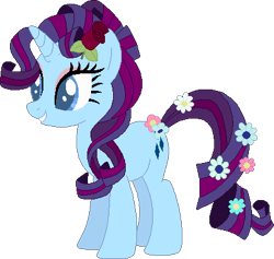 Size: 412x391 | Tagged: safe, artist:westrail642fan, character:rarity, species:pony, alternate timeline, alternate universe, female, flower, flower in hair, flower in tail, rise and fall, rose, simple background, solo, transparent background