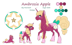 Size: 4000x2500 | Tagged: safe, artist:jackiebloom, oc, oc:ambrosia apple, parent:big macintosh, parent:sugar belle, parents:sugarmac, species:pony, species:unicorn, age progression, baby, baby pony, female, filly, foal, mare, offspring, reference sheet, simple background, socks (coat marking), transparent background