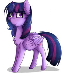 Size: 803x922 | Tagged: safe, artist:deraniel, character:twilight sparkle, character:twilight sparkle (alicorn), species:alicorn, species:pony, cheek fluff, chest fluff, female, fullbody, simple background, smiling, solo, transparent background
