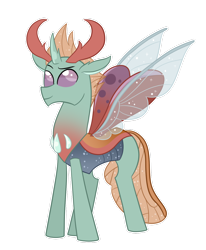 Size: 1024x1240 | Tagged: safe, artist:ashidaii, oc, oc only, oc:spiracle, parent:thorax, species:changeling, species:reformed changeling, biography, digital art, insect wings, male, offspring, simple background, solo, transparent background, transparent wings