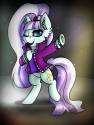 Size: 1129x1500 | Tagged: safe, artist:deraniel, character:coloratura, character:countess coloratura, clothing, ear fluff, fluffy, one eye closed, singing, standing, wink