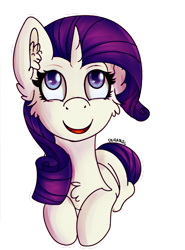 Size: 457x616 | Tagged: safe, artist:deraniel, character:rarity, species:pony, species:unicorn, cute, ear fluff, eyelashes, female, fluffy, simple background, smiling, solo, transparent background