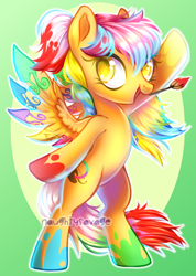 Size: 600x843 | Tagged: safe, artist:cabbage-arts, oc, oc only, oc:paletta, oc:paletta acrylia, species:pegasus, species:pony, abstract background, female, mare, solo