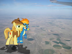 Size: 2048x1536 | Tagged: safe, artist:jerryakira79, character:braeburn, character:spitfire, crack shipping, female, giant pegasus, giant ponies in real life, giant/macro earth pony, giant/macro spitfire, irl, male, mega giant, mega spitfire, photo, ponies in real life, shipping, spitburn, straight