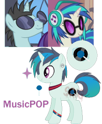 Size: 510x618 | Tagged: safe, artist:superrosey16, character:dj pon-3, character:neon lights, character:rising star, character:vinyl scratch, oc, oc:musicpop, parent:neon lights, parent:vinyl scratch, parents:vinylights, female, male, offspring, shipping, simple background, straight, transparent background, vinylights