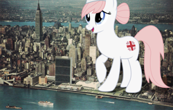 Size: 1639x1040 | Tagged: safe, artist:jerryakira79, character:nurse redheart, species:pony, female, giant ponies in real life, giant pony, irl, macro, manhattan, mega giant, photo, ponies in real life