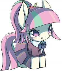 Size: 1159x1321 | Tagged: safe, artist:ccc, character:sour sweet, species:earth pony, species:pony, clothing, cute, female, freckles, mare, pleated skirt, ponified, ponytail, simple background, skirt, solo, sourbetes, white background