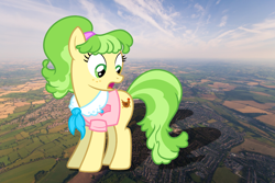 Size: 1920x1280 | Tagged: safe, artist:jerryakira79, character:chickadee, character:ms. peachbottom, species:earth pony, species:pony, clothing, female, freckles, giant ponies in real life, giant pony, irl, macro, photo, ponies in real life