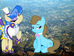 Size: 2048x1536 | Tagged: safe, artist:jerryakira79, character:beauty brass, character:sapphire shores, species:earth pony, species:pony, clothing, giant ponies in real life, giant pony, giant sapphire shores, hat, hoof shoes, irl, macro, photo, ponies in real life, raised hoof, top hat