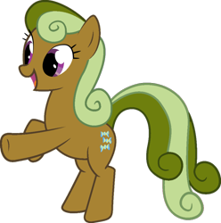 Size: 890x897 | Tagged: safe, artist:icey-wicey-1517, artist:silentmatten, edit, species:earth pony, species:pony, background pony, cinnabon (character), female, happy, mare, open mouth, rearing, recolor, simple background, solo, transparent background, underhoof