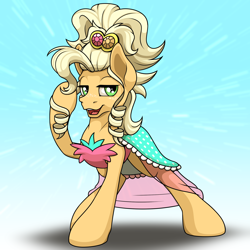 Size: 2000x2000 | Tagged: safe, artist:ohemo, character:applejack, species:pony, applejewel, clothing, dress, female, mare, smiling, solo