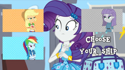 Size: 1024x575 | Tagged: safe, artist:jamesawilliams1996, edit, edited screencap, screencap, character:applejack, character:maud pie, character:rainbow dash, character:rarity, episode:best trends forever, g4, my little pony: equestria girls, my little pony:equestria girls, choose your ship, implied lesbian, implied raridash, implied rarijack, implied rarimaud, implied shipping