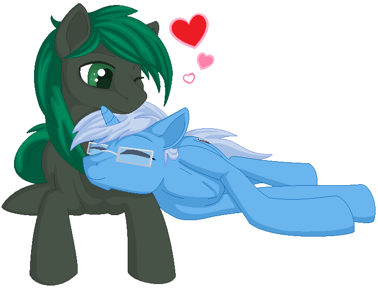 Size: 755x579 | Tagged: safe, artist:gleamydreams, oc, oc only, oc:algorithm, oc:minus, species:earth pony, species:pony, species:unicorn, animated, blinking, colored pupils, cute, cutie mark, gay, gif, glasses, heart, lying down, male, oc x oc, shipping, simple background, sleeping, snuggling, transparent background