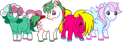 Size: 1280x447 | Tagged: safe, artist:conphettey, character:fizzy, character:gusty, character:shady, character:wind whistler, species:pony, episode:mish mash melee, g1, my little pony 'n friends, simple background, transparent background