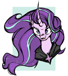 Size: 540x597 | Tagged: safe, artist:xsidera, character:starlight glimmer, species:pony, species:unicorn, bust, cute, evil grin, female, glimglam, glimmerbetes, guardians of harmony, mare, open mouth, portrait, smiling, smirk, solo, toy