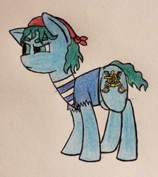 Size: 1287x1438 | Tagged: safe, artist:dice warwick, artist:dice-warwick, oc, oc only, oc:filly, oc:star charter, pirate, solo, suspicious, traditional art