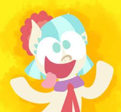 Size: 650x600 | Tagged: safe, artist:alittleofsomething, character:coco pommel, species:earth pony, species:pony, female, lineless, majestic as fuck, mare, silly, silly pony, solo, tongue out