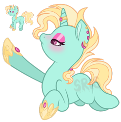Size: 1024x1031 | Tagged: safe, artist:superrosey16, oc, oc:jewel breeze, parent:fashion plate, parent:zephyr breeze, species:pony, species:unicorn, colt, eyeshadow, girly, hoof shoes, horn ring, magical gay spawn, makeup, male, offspring, parents:fashionbreeze, simple background, solo, transparent background, watermark