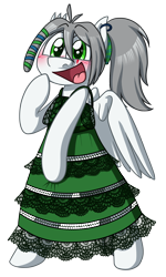 Size: 1290x2147 | Tagged: safe, artist:alittleofsomething, oc, oc only, oc:umbra winterdance, species:pegasus, species:pony, bipedal, blushing, clothing, dress, female, mare, open mouth, simple background, solo, transparent background