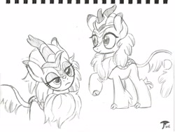 Size: 3124x2347 | Tagged: safe, artist:brekrofmadness, species:kirin, episode:sounds of silence, g4, my little pony: friendship is magic, cloven hooves, female, grayscale, head tilt, monochrome, pencil drawing, simple background, sketch, traditional art, white background