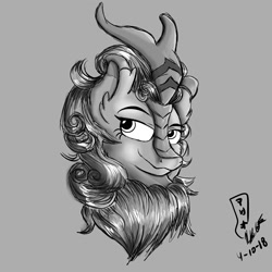 Size: 2000x2000 | Tagged: safe, artist:viejillox64art, character:autumn blaze, species:kirin, episode:sounds of silence, g4, my little pony: friendship is magic, female, grayscale, monochrome, solo